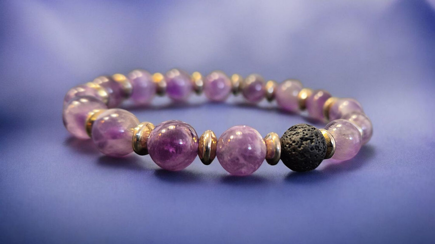 Bracciale della Calma - Bracciale Diffusore in Pietra Lavica e Ametista