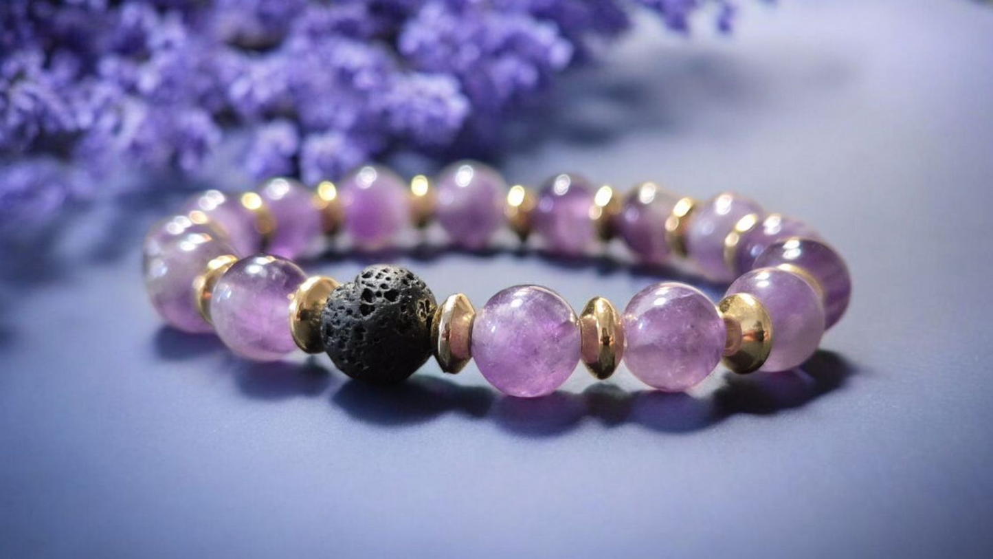 Bracciale della Calma - Bracciale Diffusore in Pietra Lavica e Ametista