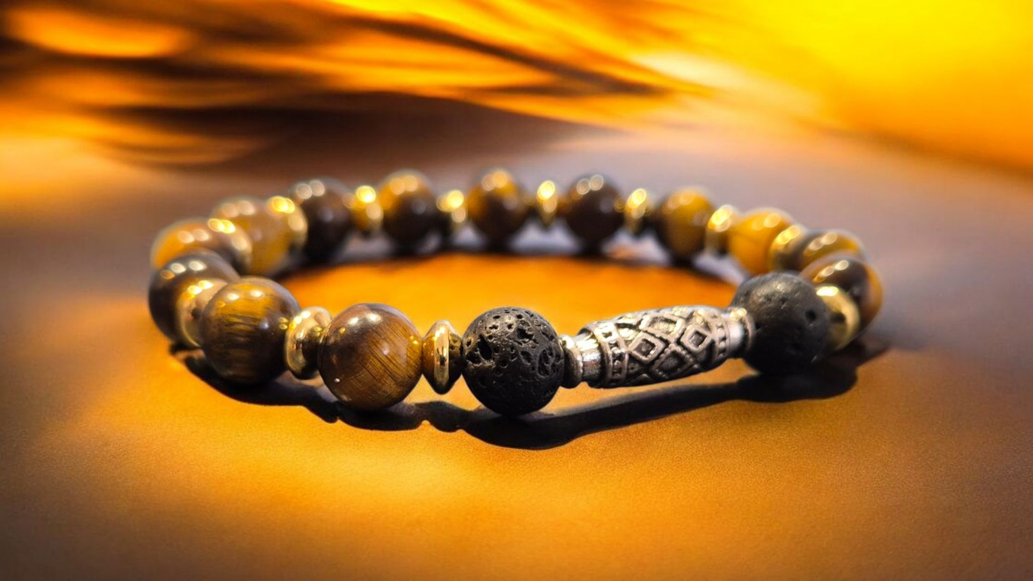 Tarsus Bracciale Con Pietre Laviche E Oli Essenziali Per Donna - Diffusore In Agata 8 Mm, Regolabile, Gioiello Dell'Amicizia
