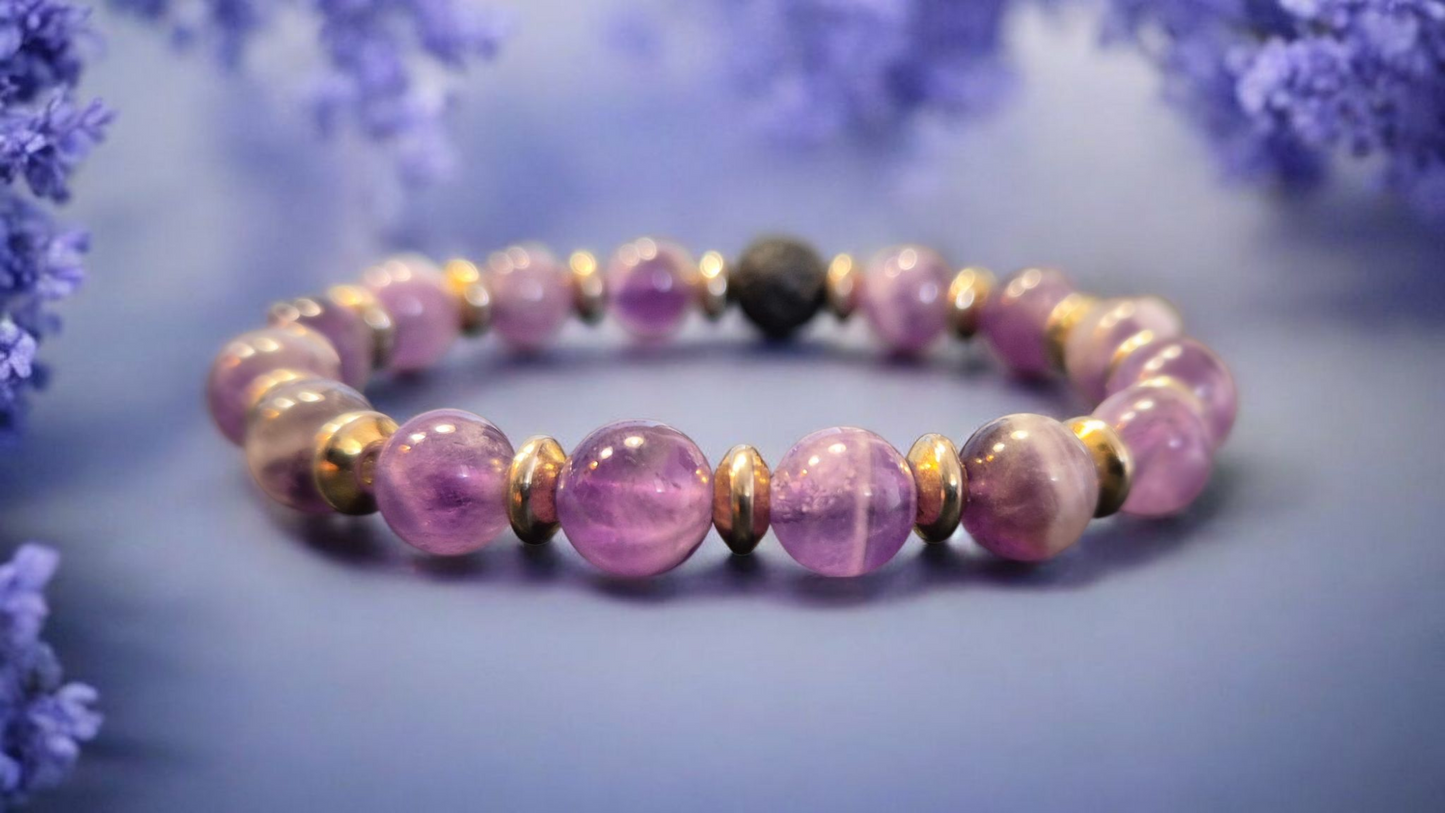Bracciale della Calma - Bracciale Diffusore in Pietra Lavica e Ametista
