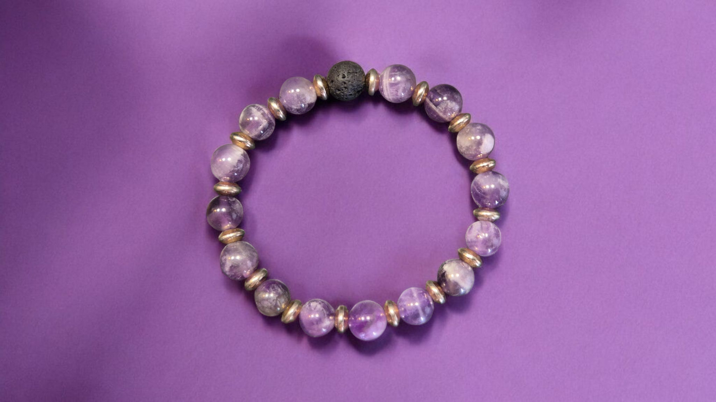 Bracciale della Calma - Bracciale Diffusore in Pietra Lavica e Ametista